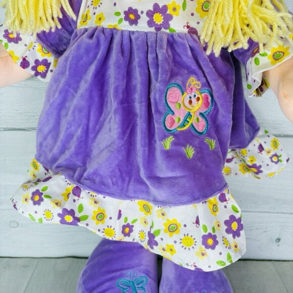 Large 24" Calplush CUTIE DOLLS Girl Purple Floral Butterfly Doll Plush W Tags - Picture 11 of 16